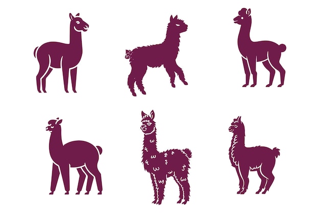 Ilustración vectorial de la silueta de la alpaca
