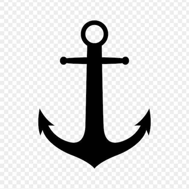 Ilustración vectorial de la silueta del ancla del barco sobre un fondo transparente
