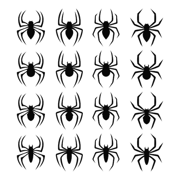 Ilustración vectorial de la silueta de la araña negra