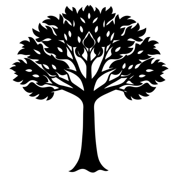 Ilustración vectorial de la silueta de un árbol grande