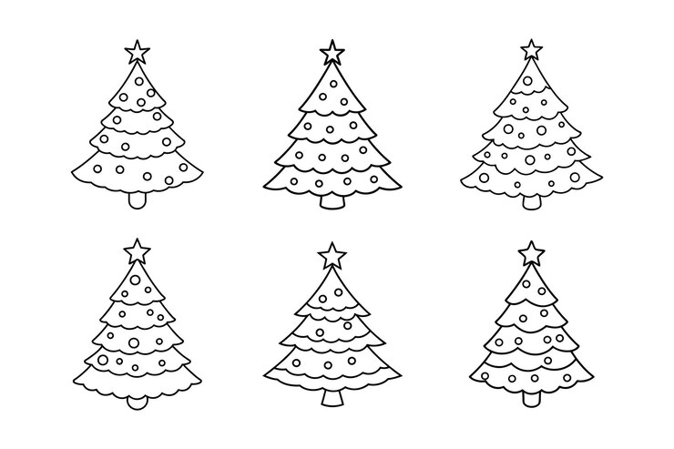Ilustración vectorial de la silueta del árbol de Navidad de Doodle