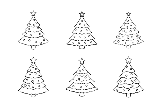 Ilustración vectorial de la silueta del árbol de Navidad de Doodle