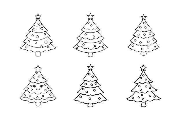 Ilustración vectorial de la silueta del árbol de Navidad de Doodle