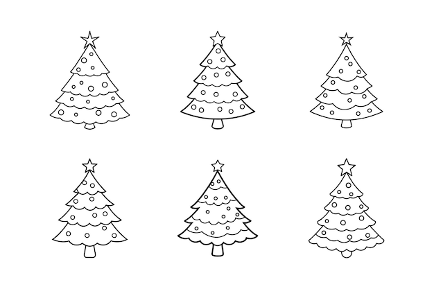 Ilustración vectorial de la silueta del árbol de Navidad de Doodle