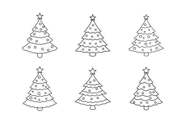 Ilustración vectorial de la silueta del árbol de Navidad de Doodle