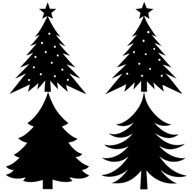 Ilustración vectorial de la silueta del árbol de Navidad