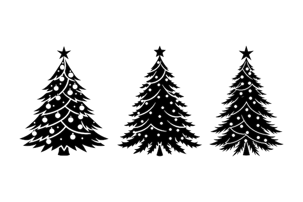 Ilustración vectorial de la silueta del árbol de Navidad