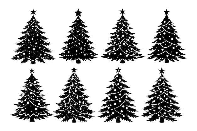 Ilustración vectorial de la silueta del árbol de Navidad