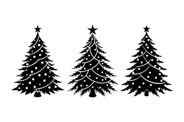 Ilustración vectorial de la silueta del árbol de Navidad