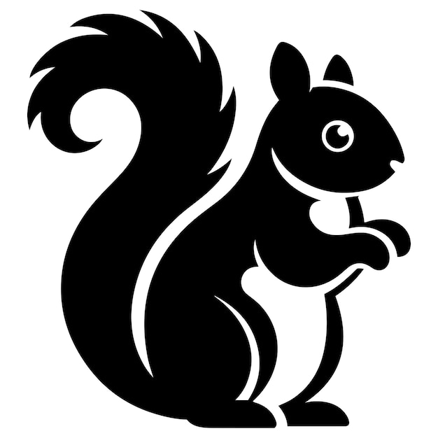Ilustración vectorial de la silueta de una ardilla de dibujos animados sobre un fondo blanco