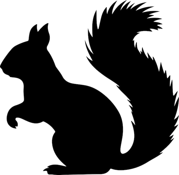 Ilustración vectorial de silueta de ardilla Con fondo blanco