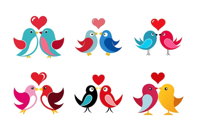 Ilustración vectorial de la silueta del arte de la línea de amor del pájaro