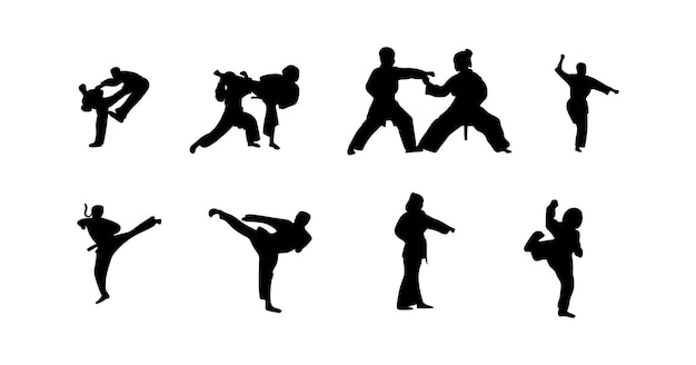 Ilustración vectorial de la silueta de las artes marciales de karate