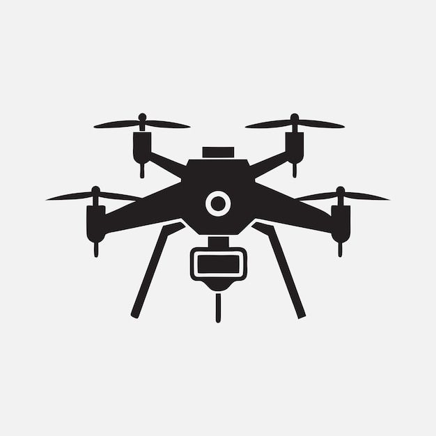 Ilustración vectorial de la silueta de un avión no tripulado sobre un fondo blanco
