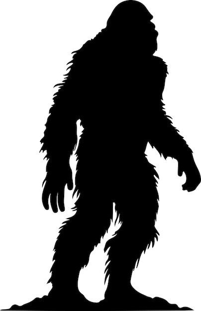 Ilustración vectorial de la silueta de Bigfoot Con fondo blanco