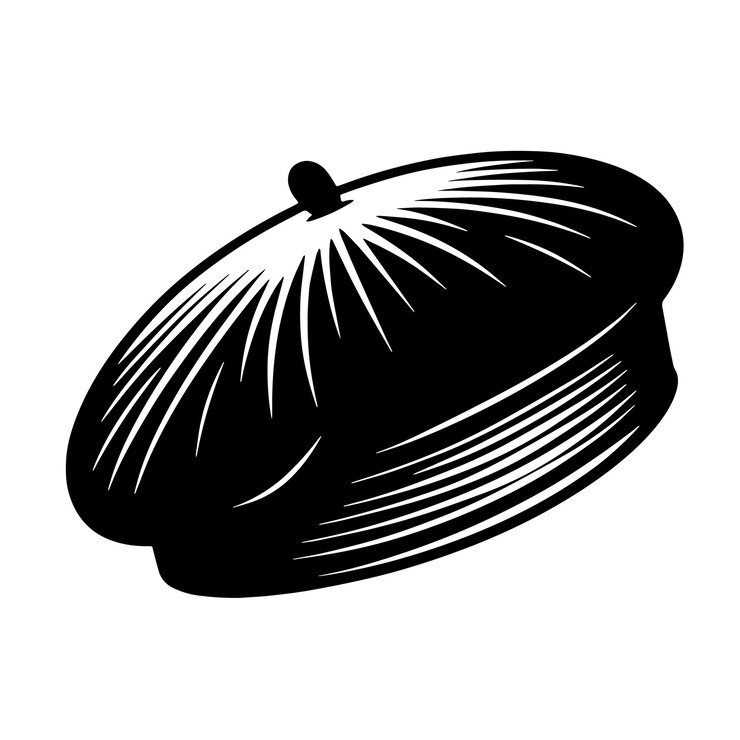 Ilustración vectorial de la silueta de la boina en fondo blanco