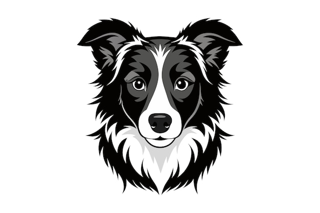 Ilustración vectorial de la silueta del Border Collie dibujada a mano sobre un fondo blanco