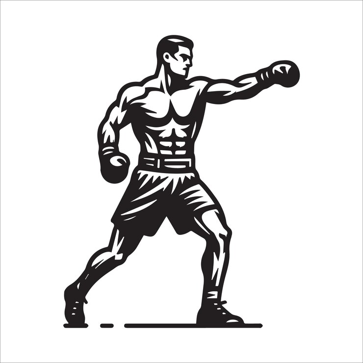 Ilustración vectorial de la silueta del boxeador