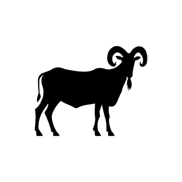 Ilustración vectorial de silueta de cabra blanca y negra, ideal para mascota de Eid al-Adha