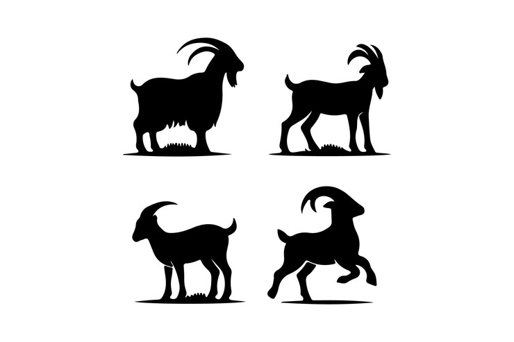 Ilustración vectorial de la silueta de la cabra con color negro