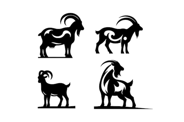 Ilustración vectorial de la silueta de la cabra con color negro