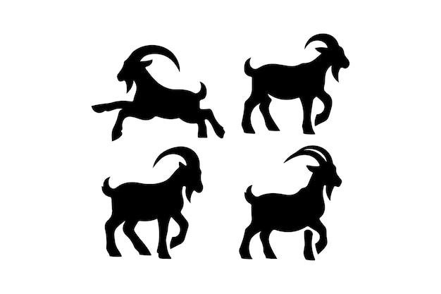 Ilustración vectorial de la silueta de la cabra con color negro