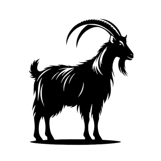 Ilustración vectorial de la silueta de la cabra en fondo blanco
