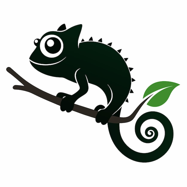 Ilustración vectorial de silueta de camaleón en fondo blanco