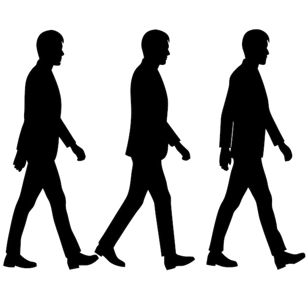 Ilustración vectorial de la silueta caminando en el mango