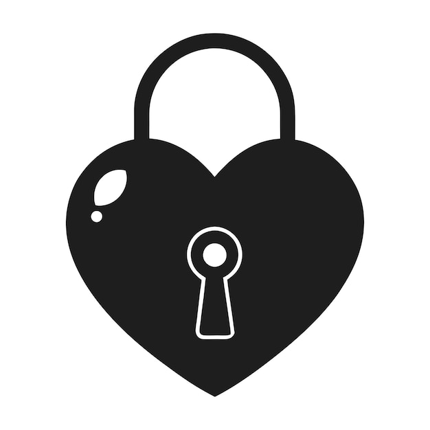 Ilustración vectorial de silueta de candado en forma de corazón para el Día de San Valentín