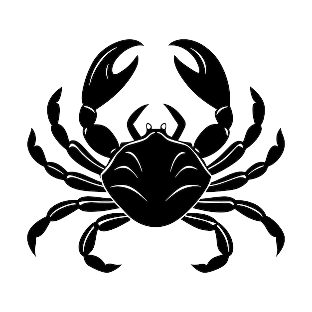 Ilustración vectorial de silueta de cangrejo Icono marino minimalista con fondo transparente para la costa