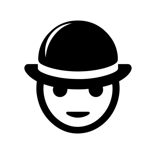 Ilustración vectorial de la silueta de la cara del sombrero de bowler