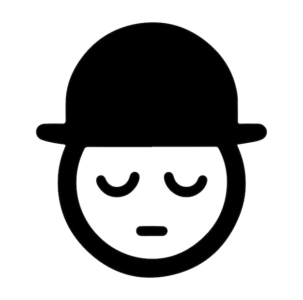 Ilustración vectorial de la silueta de la cara del sombrero de bowler