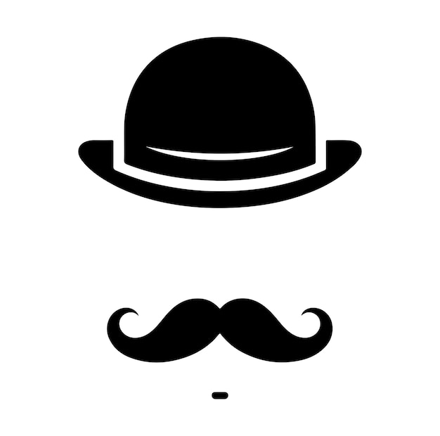 Ilustración vectorial de la silueta de la cara del sombrero de bowler