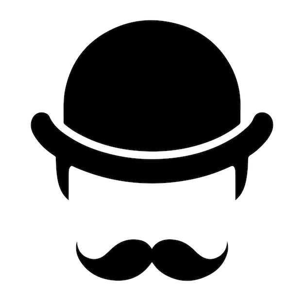Ilustración vectorial de la silueta de la cara del sombrero de bowler