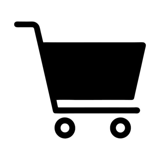 Ilustración vectorial de silueta del carrito de compras en fondo blanco