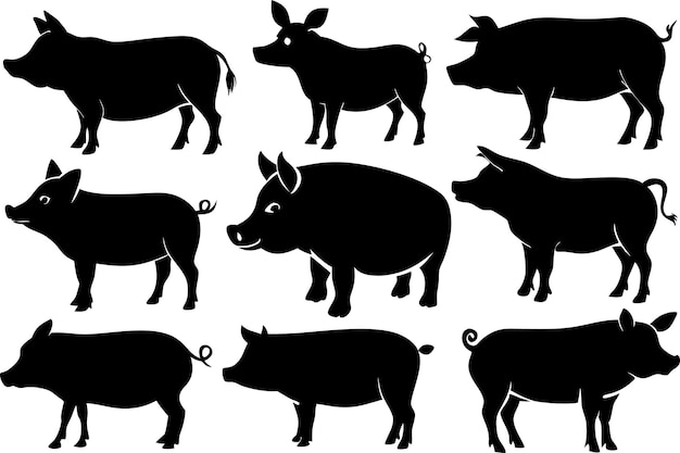 Ilustración vectorial de silueta de cerdo silueta minimalista de cerdo logotipo elegante de cerdo