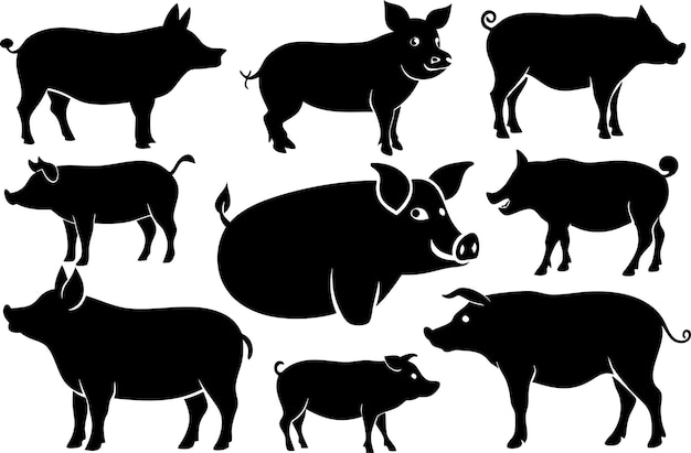 Ilustración vectorial de silueta de cerdo silueta minimalista de cerdo logotipo elegante de cerdo
