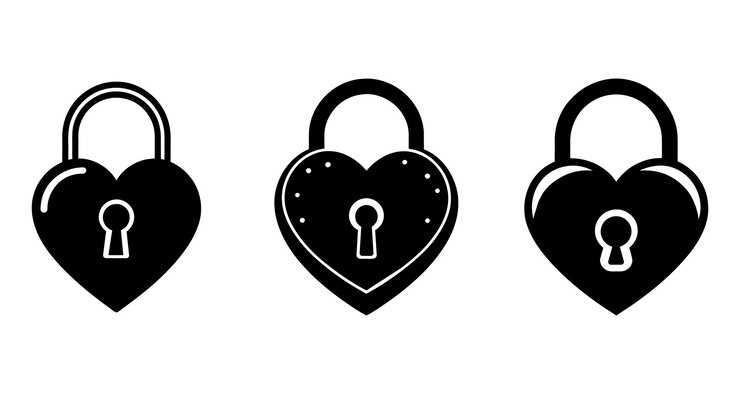 Ilustración vectorial de la silueta de la cerradura del corazón