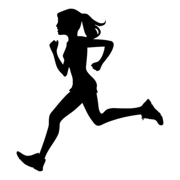 Ilustración vectorial de la silueta de una chica corriendo