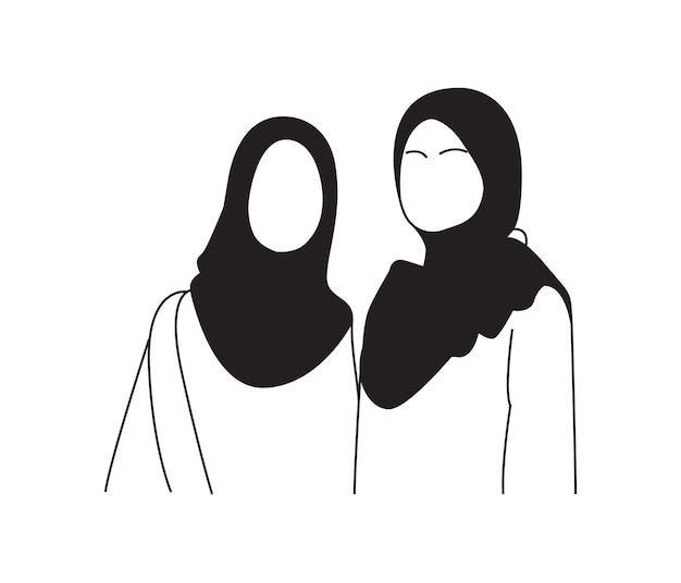 Ilustración vectorial de la silueta de una chica musulmana con hijab