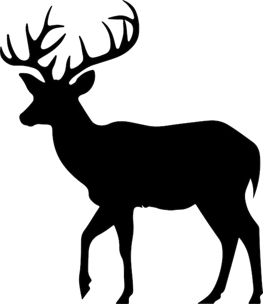 Ilustración vectorial de silueta de ciervo Fondo blanco