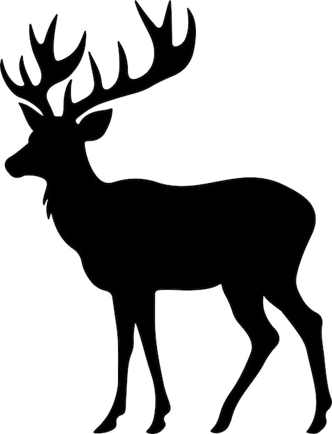 Ilustración vectorial de silueta de ciervo Fondo blanco