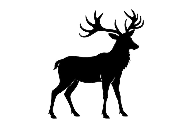 Ilustración vectorial de la silueta de un ciervo sobre un fondo blanco