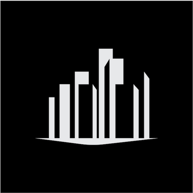Ilustración vectorial de la silueta de la ciudad moderna en diseño plano