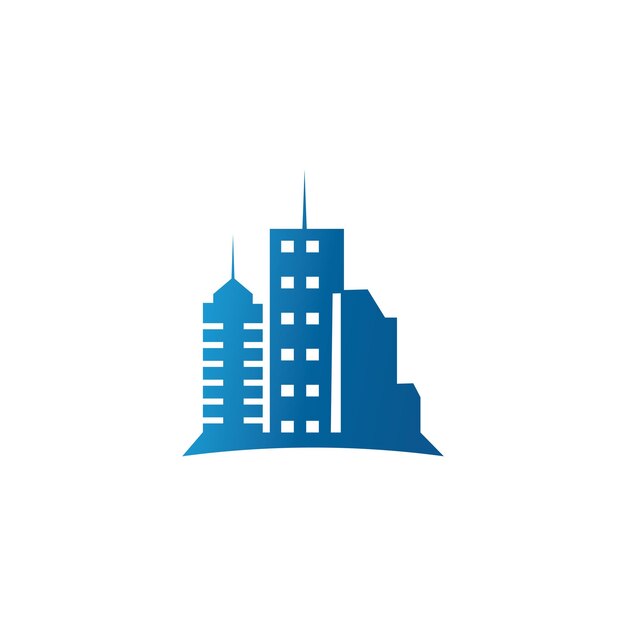 Ilustración vectorial de la silueta de la ciudad moderna en diseño plano