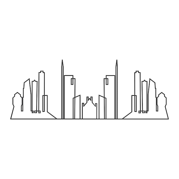 Ilustración vectorial de la silueta de la ciudad moderna en diseño plano