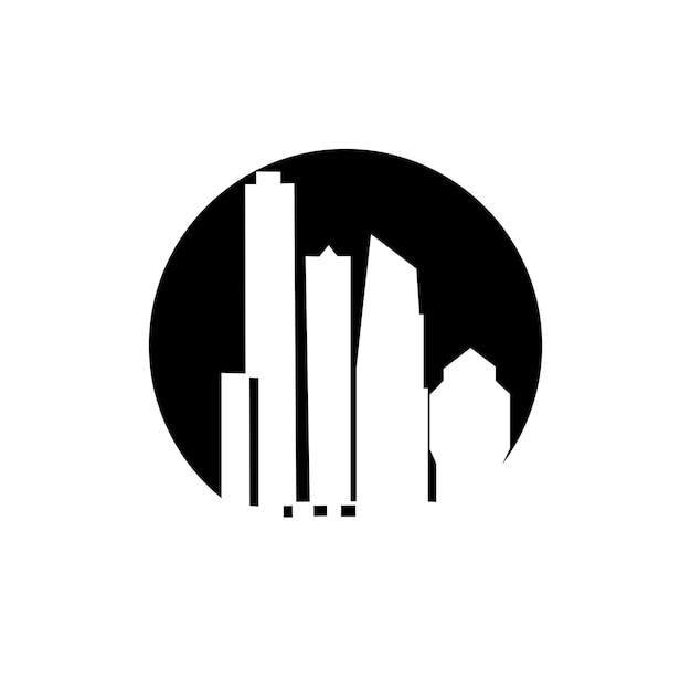 Ilustración vectorial de la silueta de la ciudad moderna en diseño plano