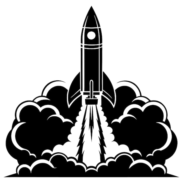 Ilustración vectorial de la silueta de un cohete espacial