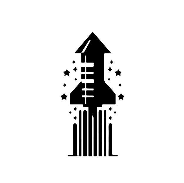 Ilustración vectorial de la silueta de un cohete de fuegos artificiales